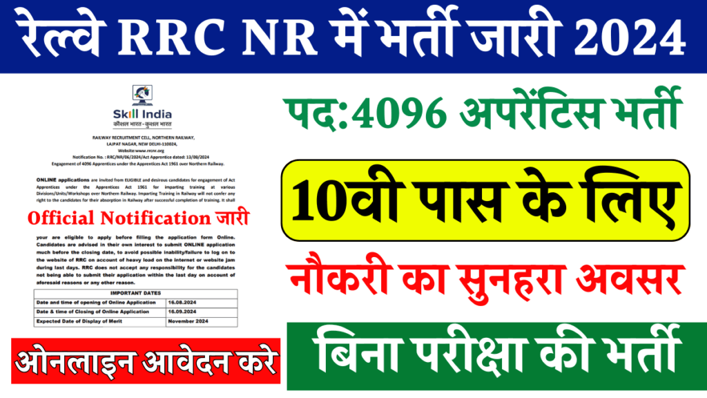 RRC NR Apprentices Recruitment 2024 - रेल्वे RRC NR में अपरेंटिस भर्ती जारी 2024