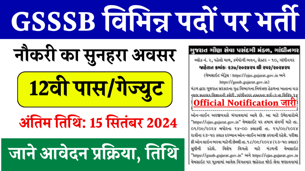 GSSSB Recruitment 2024 for Various Posts