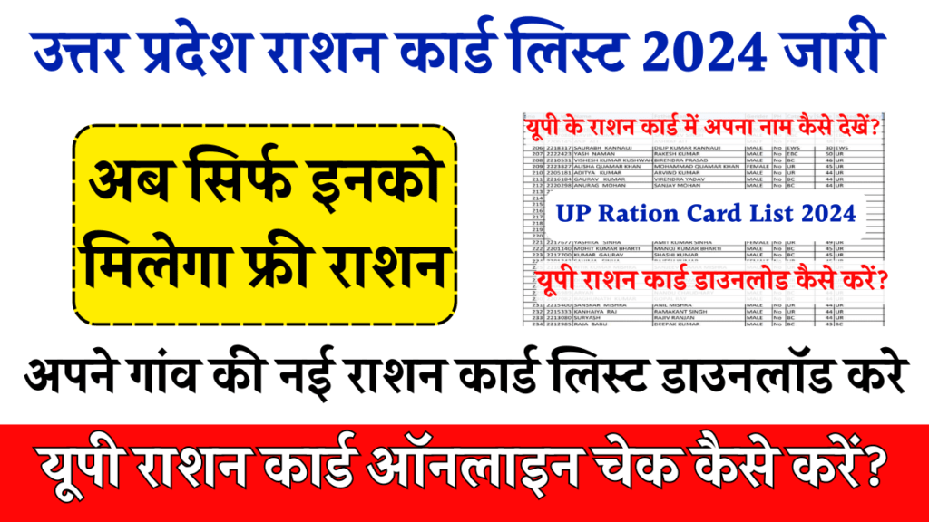 UP Ration Card List 2024 उत्तर प्रदेश राशन कार्ड सूची में अपना नाम कैसे देखें?डाउनलोड करें|सूची|स्थिति|ऑनलाइन आवेदन करें